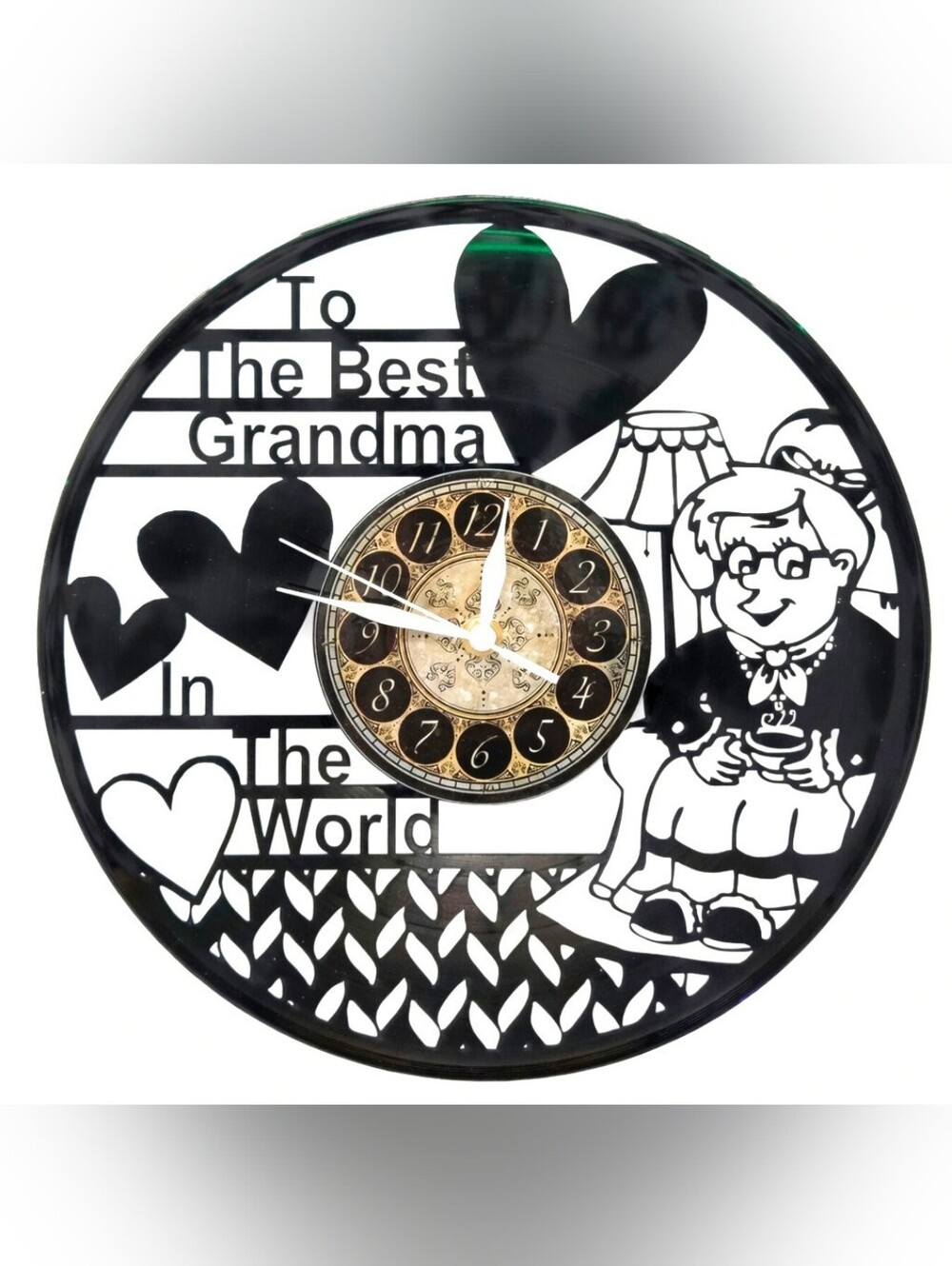 THE BEST GRANDMA vinyl record clock gift Idea